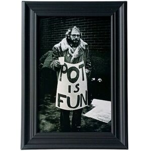 POT IS FUN Funny Vintage 70s Hippie Man holding sign in the  Snow Retro Gypsy